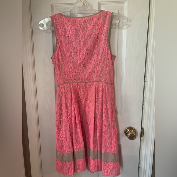 Jessica Simpson Fit Flare Pink Lace Overlay Dress - Picture 2 of 5